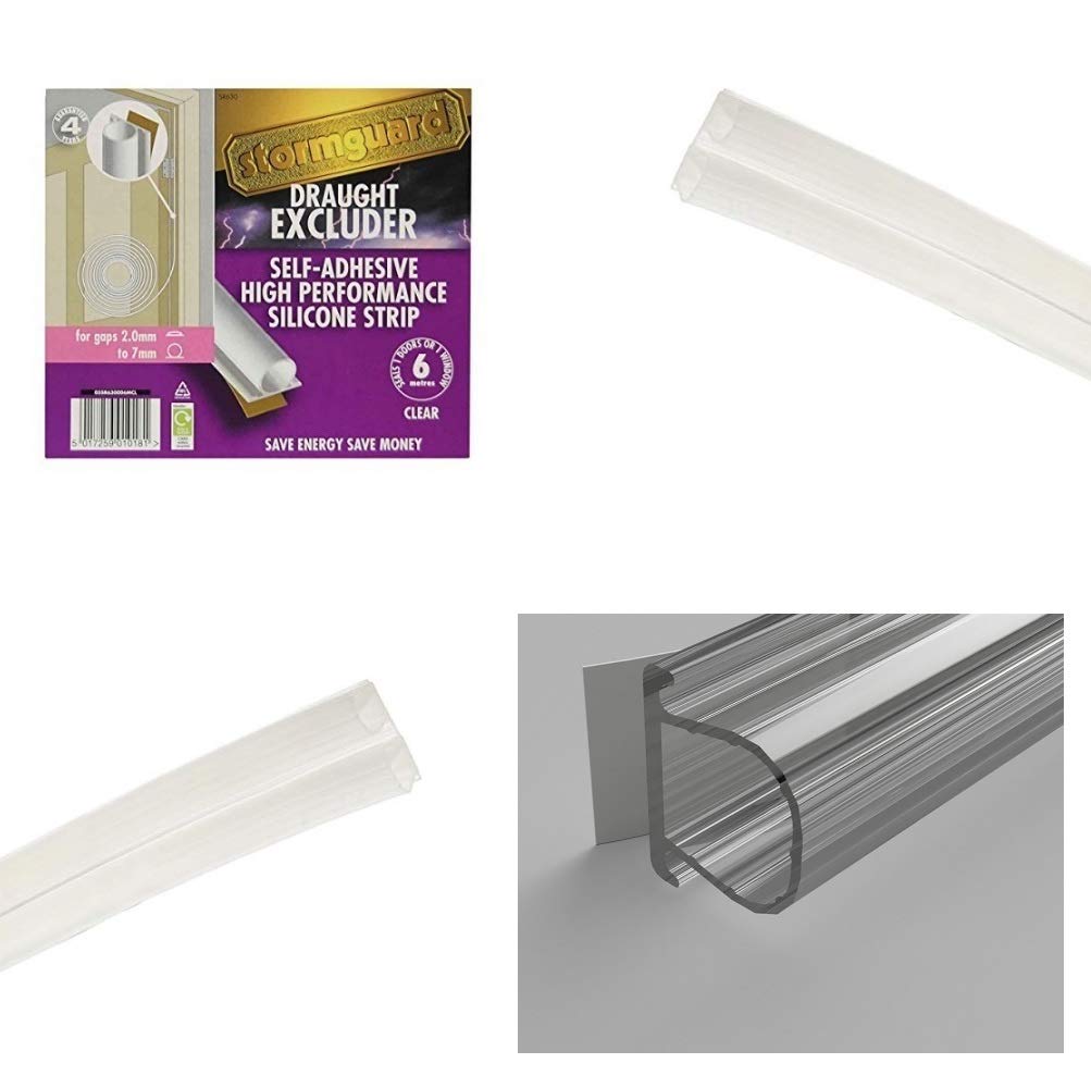 Stormguard Self Adhesive Weatherstrip - Clear Silicone Draught Excluder for Window & Doors - 05SR630006MCL