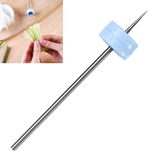 Cortador de cebolla en flor de ciruelo Multifuncional Acero inoxidable Vegetal Cuchillo de cebolla Azul Picadora Trituradora de Restaurante