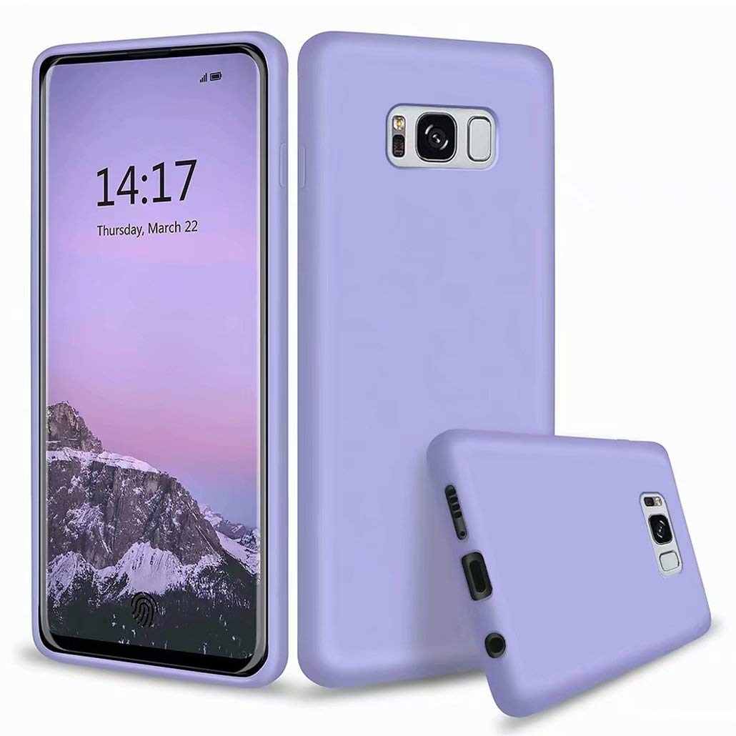 CRABOT Compatible with Samsung Galaxy S8+/S8 Plus Liquid Silicone Phone Case Gel Rubber Shockproof Cover Soft Anti-Fall Scratch-Resistant Phone shell+1*(Free Screen Protector)-Purple