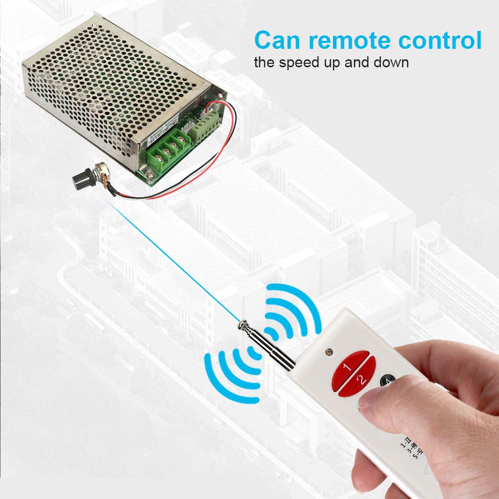 Controlador de velocidad del motor, control remoto inalámbrico Controlador de velocidad del controlador de motor de CC 12V/24V/30V 30A Avance y retroceso