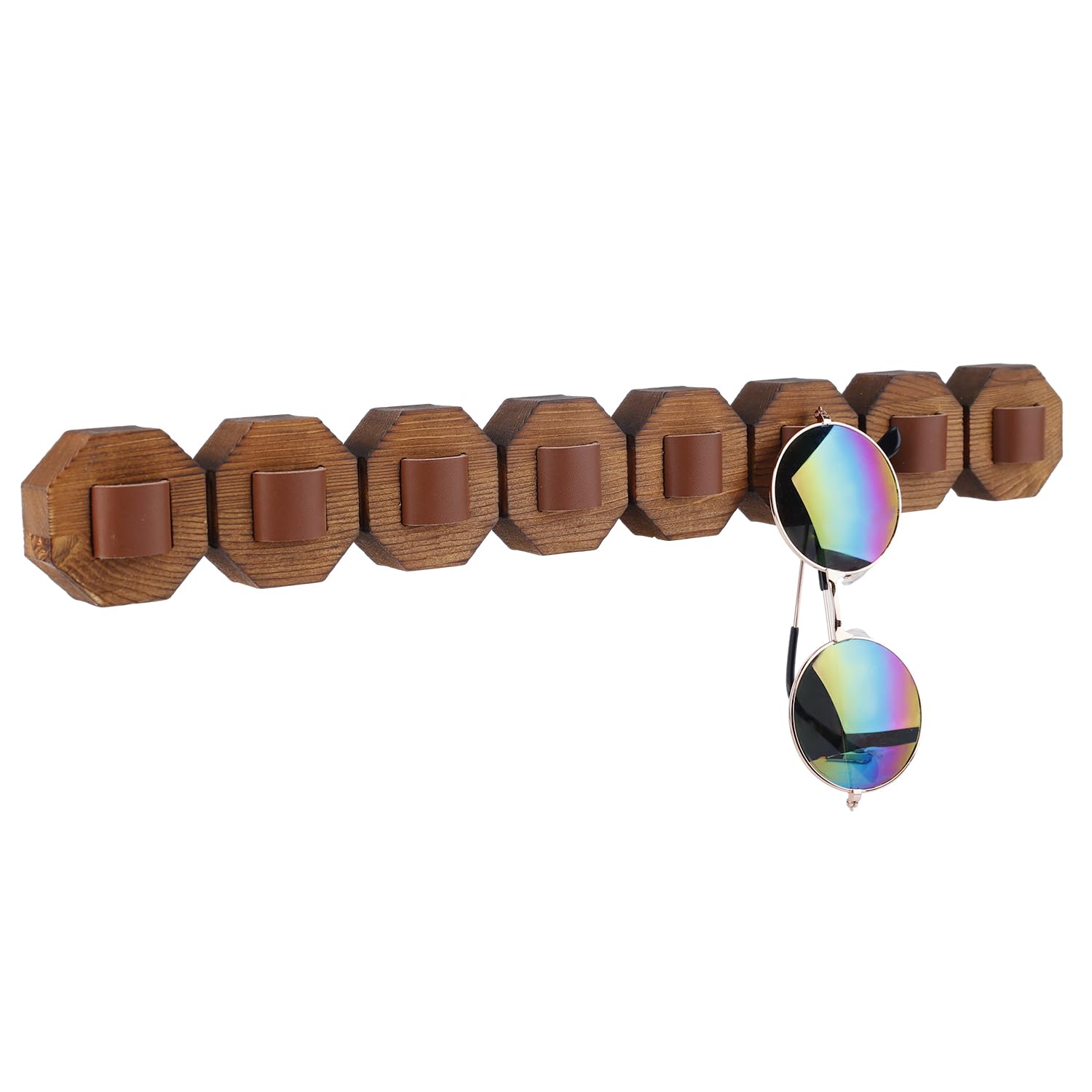 NQEUEPN Organizer per Occhiali da Sole, Organizzatore Porta Occhiali da Sole in Legno 8 Anelli Pendenti Porta Occhiali da Parete Espositore per Occhiali da Sole per Casa Ufficio Decorazione