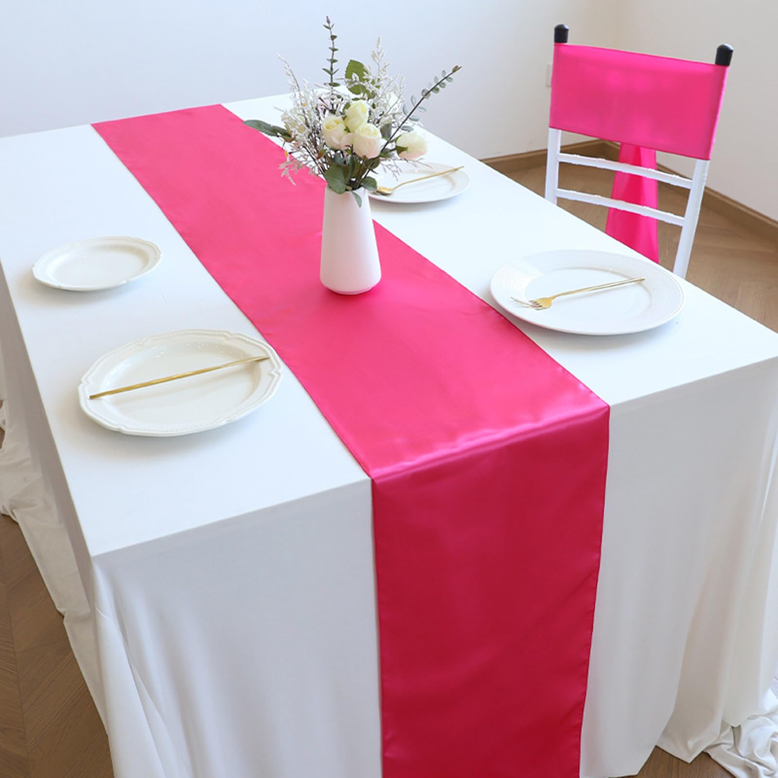 36 Packs Rose Red Table-runner 11.8*108.26in Long Bright Silky And Smooth Table Runners For Wedding Banquets Birthday Party