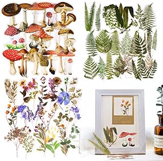 120pcs Self-Adhesive DIY Flower Stickers Plants Stickers for Scrapbook Notebook Journal Card Making Envelope Decoration - Flower+Mushroom+Fern