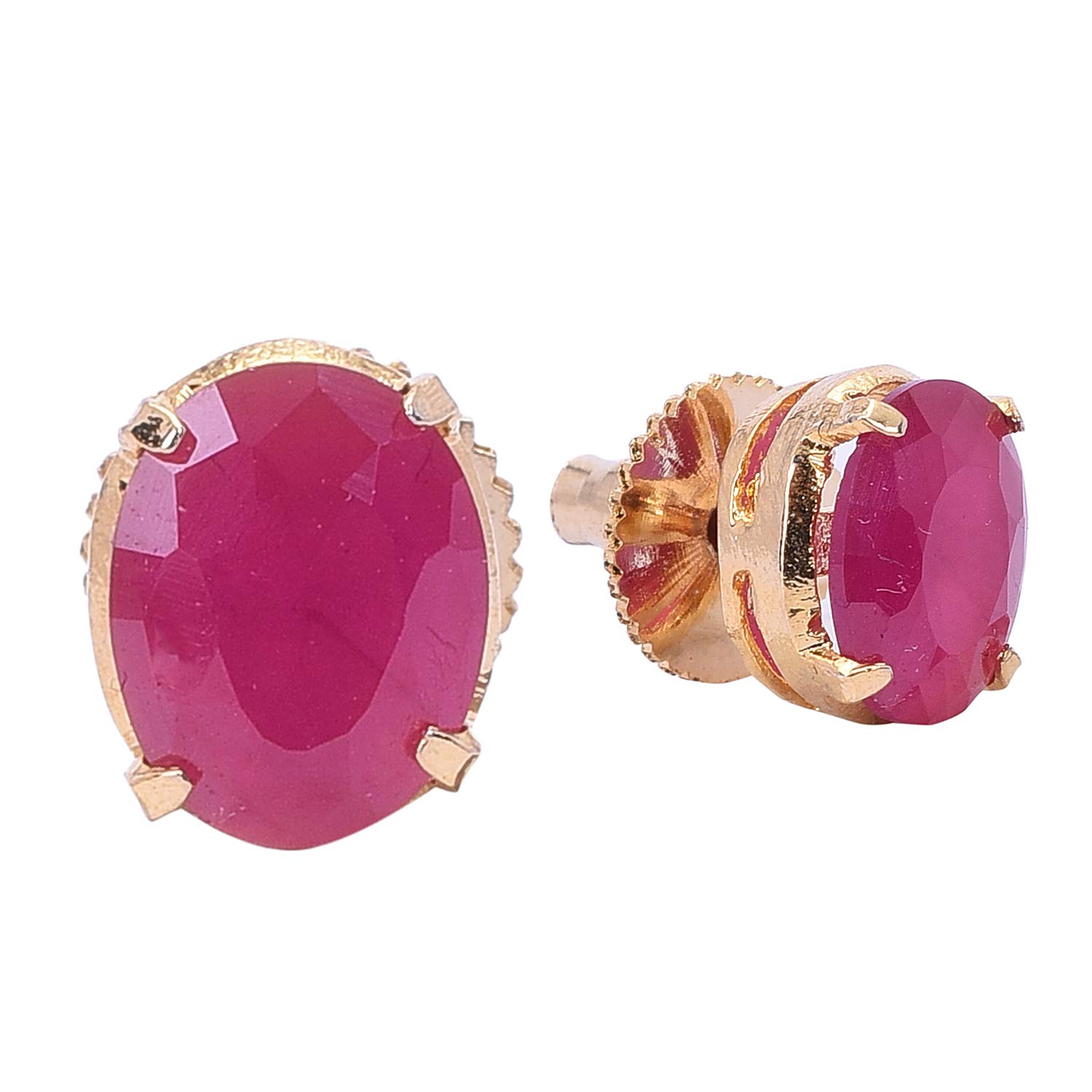 Ratnavali Jewels Golden Silver Plated Oval Pink Ruby CZ American Diamond Stylish 9mm Stud Tops Earrings For Women/Girls RV3206R (Golden Plated) (B07N1M2M6M) Amazon Price History, Amazon Price Tracker