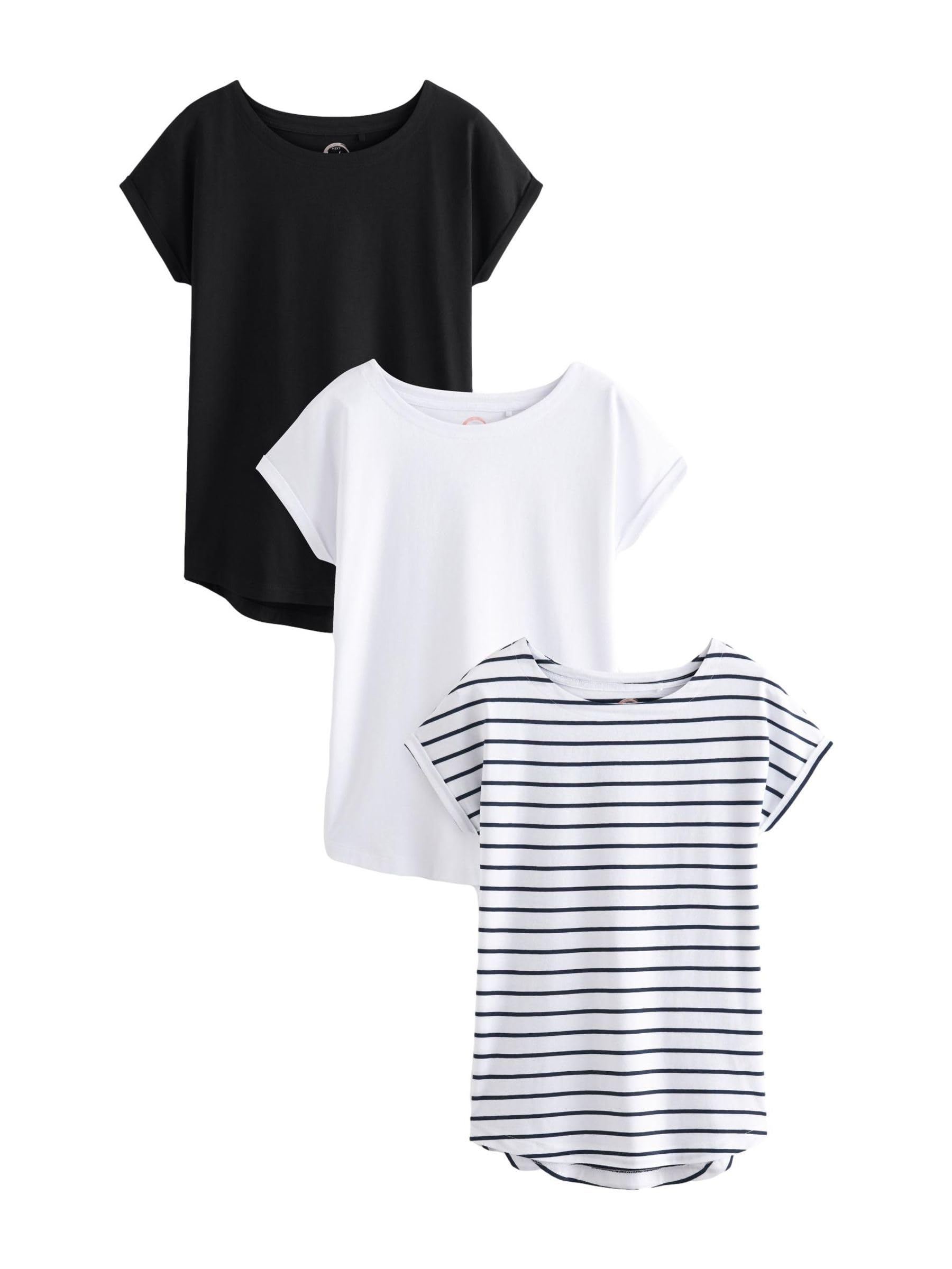 NEXT Damen T-Shirts mit Flügelärmeln, 3er-Pack
