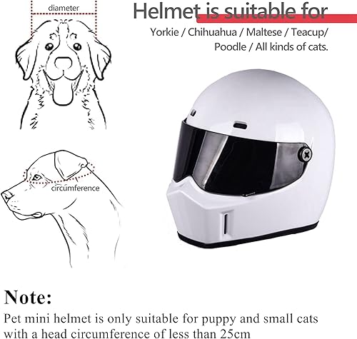 Miniatura 3 de Casco de motocicleta para mascotas, casco de motocicleta de cara completa, para exteriores, casco para gato, perro, perrito, cachorro, gatito, casco