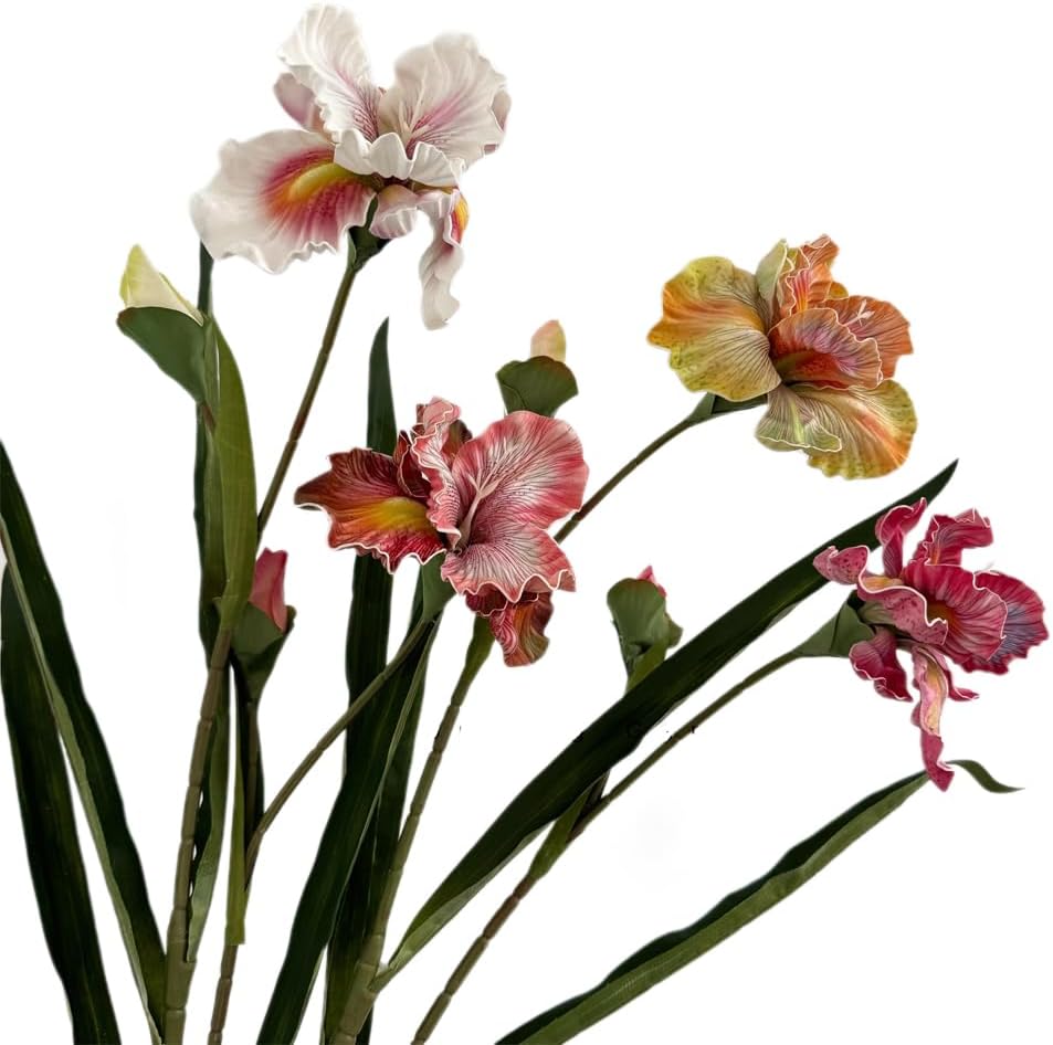 Iris Artificial flowers,3 PCS Long Stem Iris Flowers,Fake Flowers Arrangement and Wedding Holding Flowers,Wedding Bouquet Decoration (EVA-red)