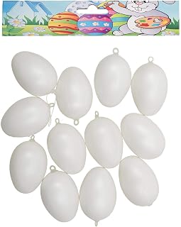 Idena 734581 - Huevos de Pascua de plástico, 6 cm, para colgar, color blanco (2 paquetes = 24 huevos)