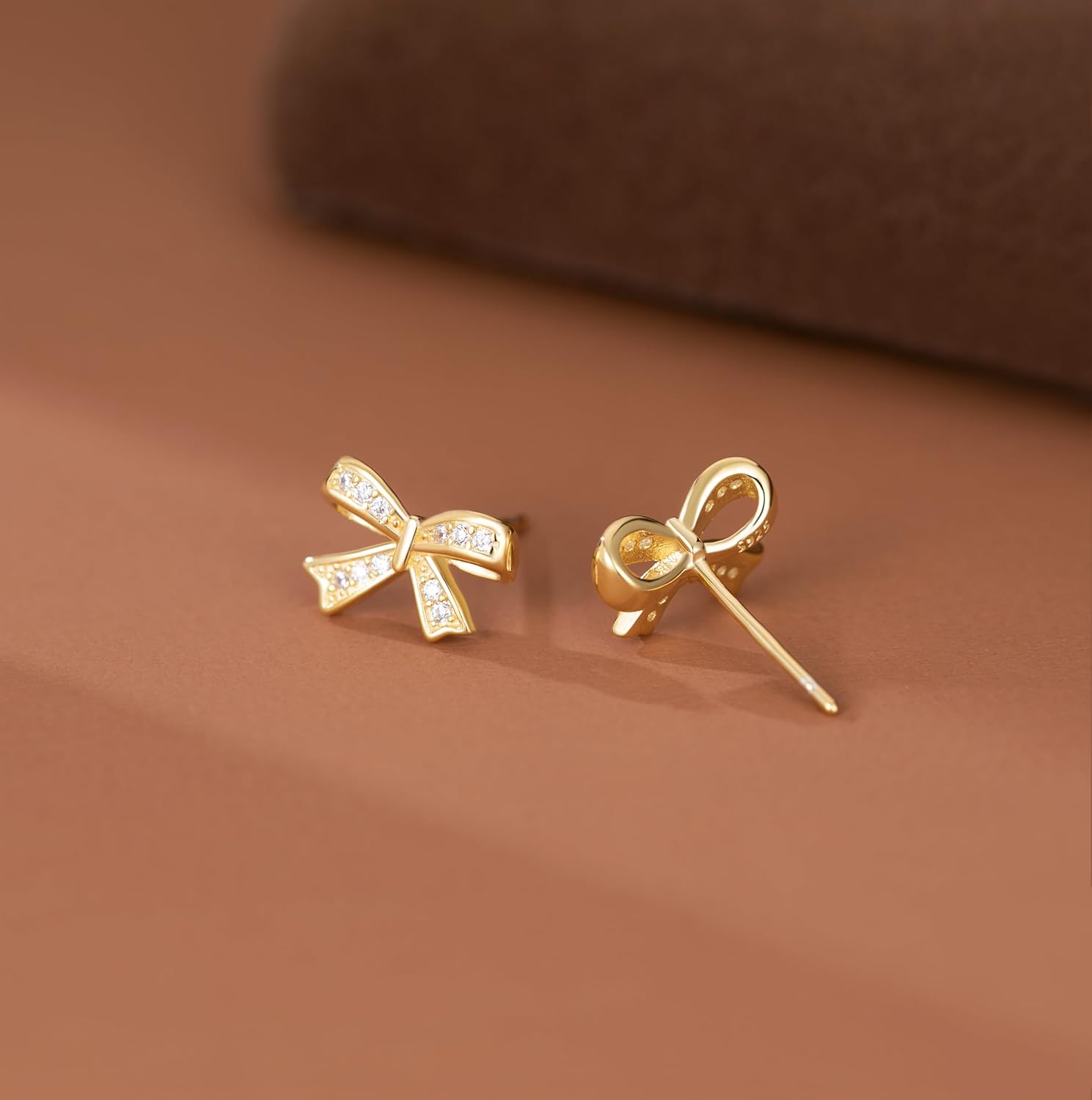 SLUYNZ Solid 925 Sterling Silver Tiny Bow Earrings Stud for Women Teens CZ Bowknot Stud Earrings - Image 6