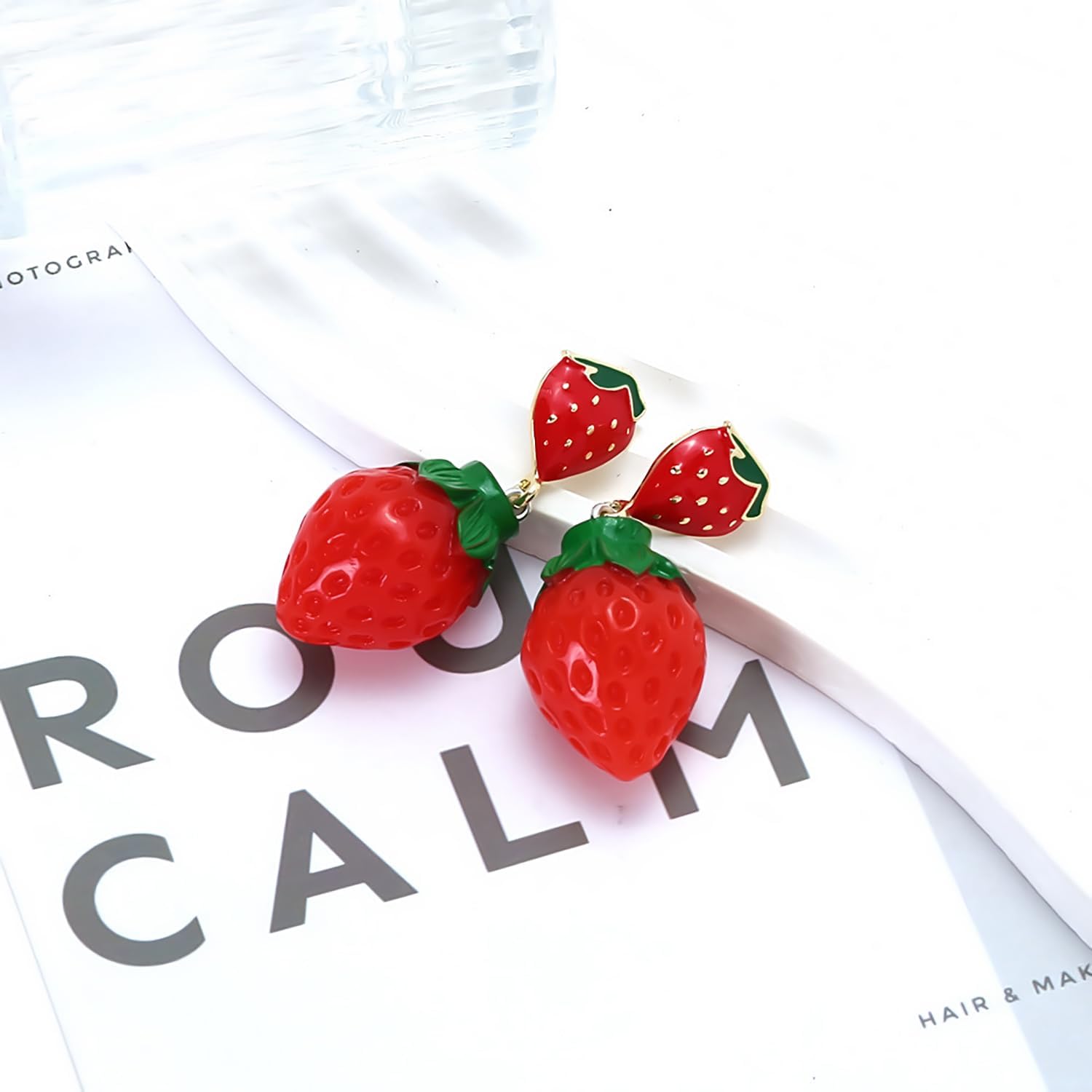 3D Strawberry Dangle Earrings for Women Cute Red Heart Strawberry Drop Earrings Simulated strawberry Fruit Earrings Fashion Jewelry Gifts for Women - Image 5
