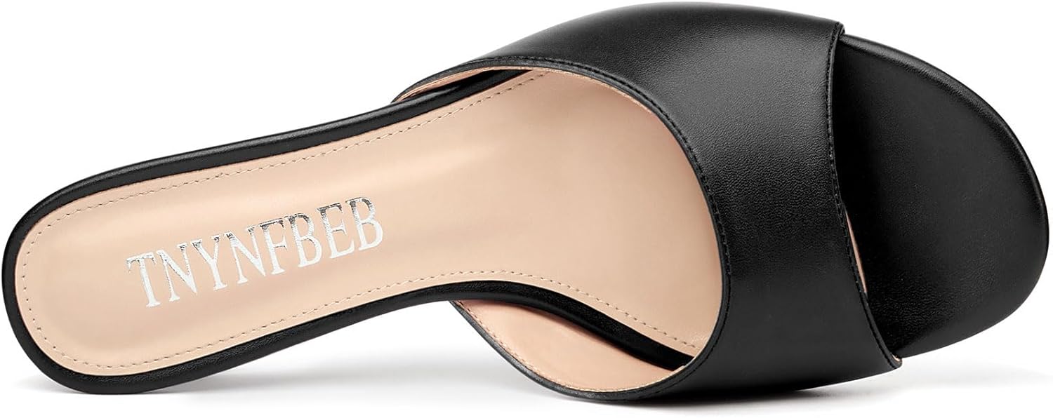 TNYNFBEB Womens Low Kitten Heel Open Toe Sandals Mules Shoes Slingback Prom Party Dress Summer 1.4 Inches Heels - Image 6