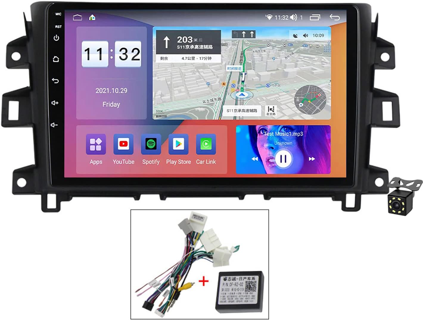 Android 11 Car Radio Media Player for Nissan Navara Frontier NP300 2014-2017 Navigation GPS Car Stereo 9" Screen with Carplay Bluetooth FM RDS WiFi 4G SWC+Free Camera