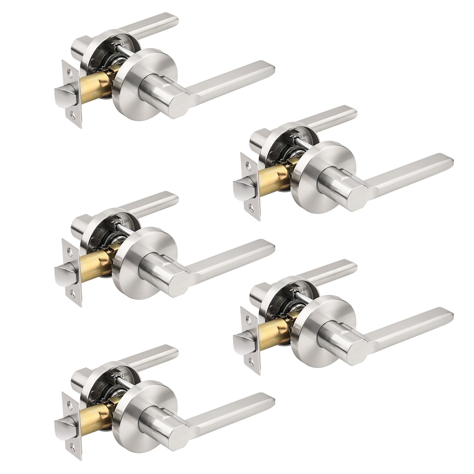 Poignées de porte de passage nickel satiné quincaillerie placard couloir Probrico x5