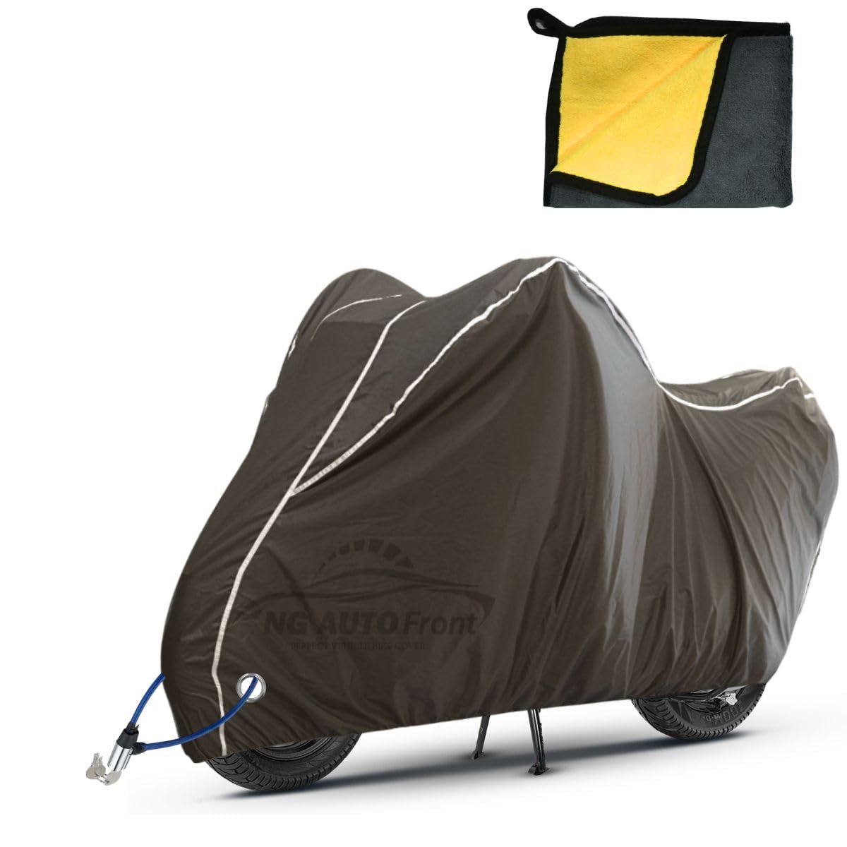 100% Waterproof Scooter Bike Cover - Dust & UV Proof Bike Body Cover with Waterproof Taping Along The Stitches for All Scooter Scooty Activa Size - Brown with White with Lock and Micro Fiber Cloth (B0DHH3LF7X) Amazon Price History, Amazon Price Tracker