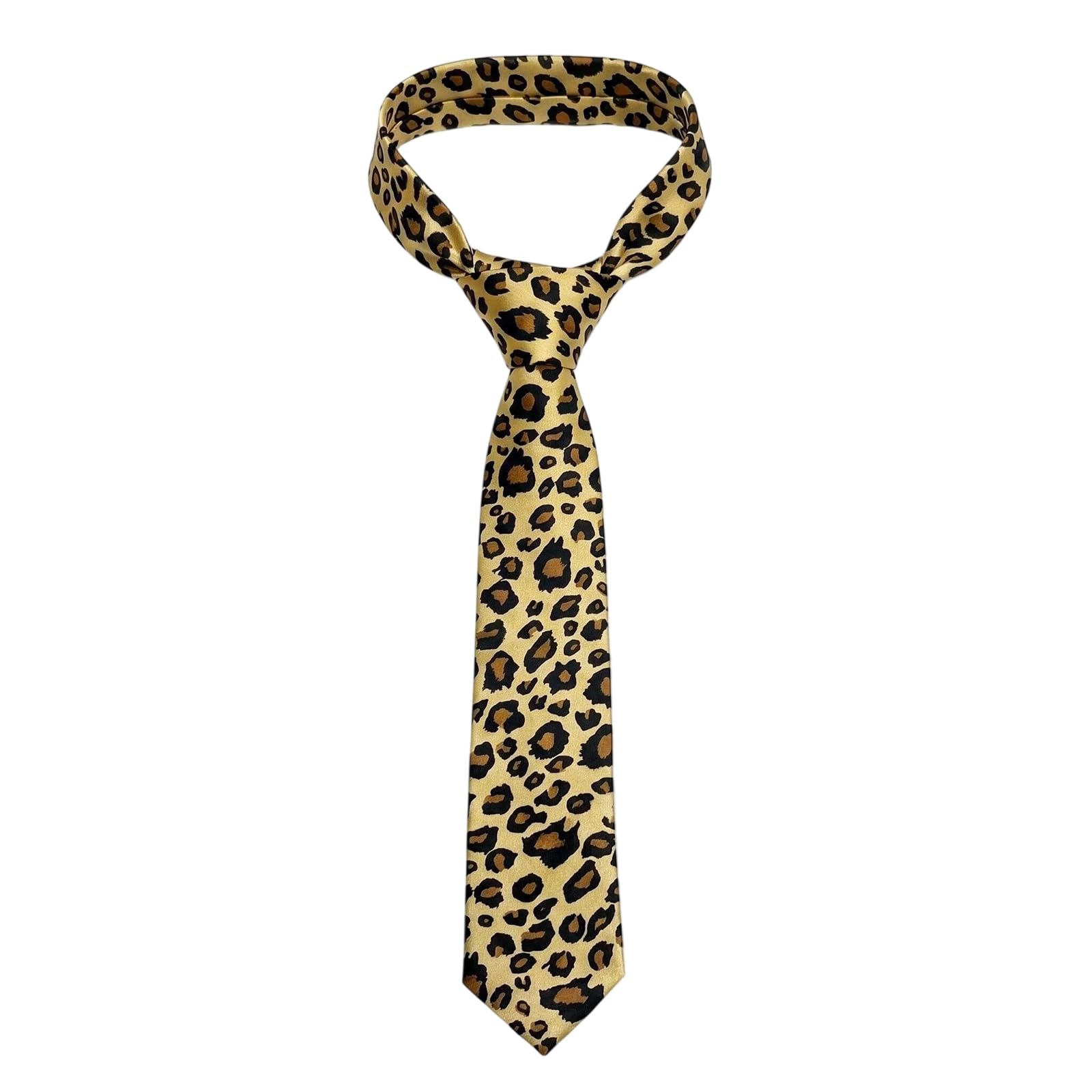Leopard Print Tie Animal Pattern Skinny Necktie 5x148cm Slim Satin Feel Neckwear For Men Women Adults For Business Suits Formal Events 1980s Theme Parties Cosplay Stag Do Fancy Dress Costume Acces