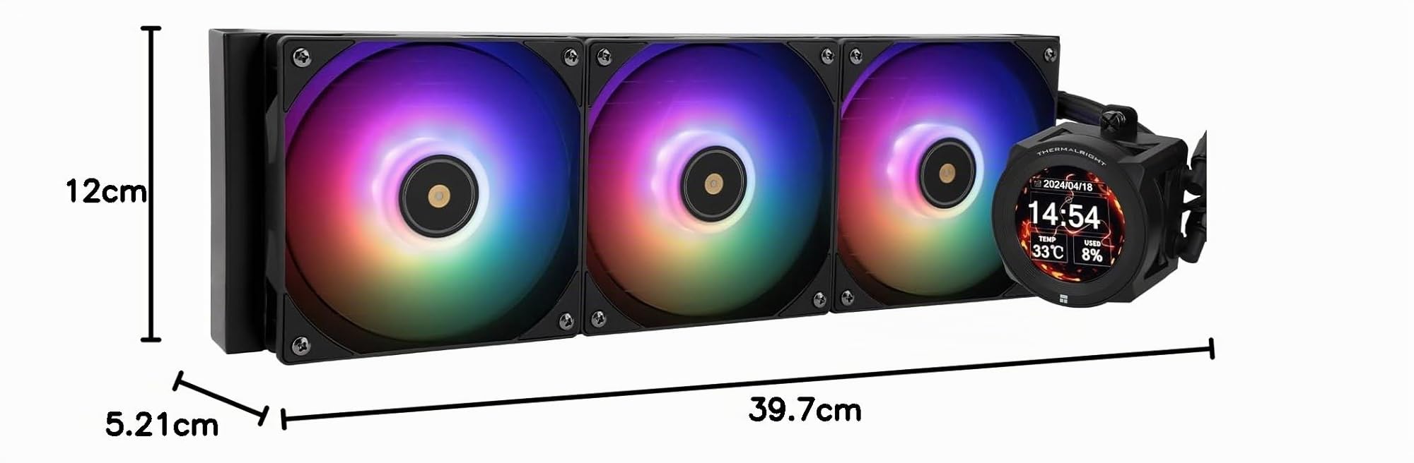 Thermalright CORE VISION 360 Nero ARGB-360mm AIO CPU Liquid Cooler, schermo LCD IPS con risoluzione 480x480, per AM4/AM5,Intel LGA1700/1851, schermo LCD fonoassorbente da 2,1 pollici per immagini
