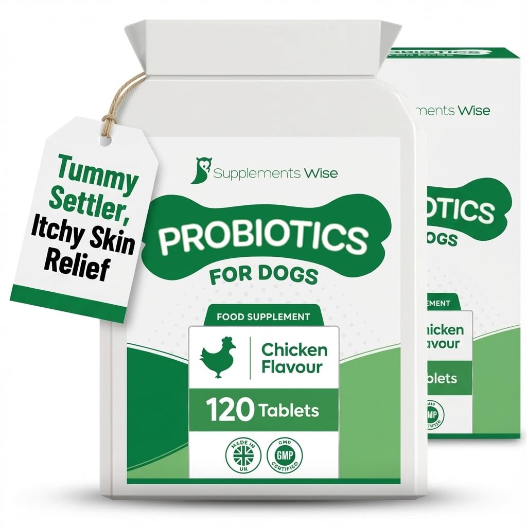 Probiotics For Dogs - Yeast Balance - Dog Probiotic for Gut Health, Diarrhea, Wind, Anal Gland - Tummy Settler - Itchy Skin - 120 Tablets with Prebiotics and Digestive Enzymes