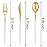 I00000 300 Pcs Gold Plastic Silverware - Gold Disposable Silverware - Premium White Cutlery Set Include 100 Forks 100 Knives 100 Spoons,Plastic Cutlery Party Set for Party & Wedding