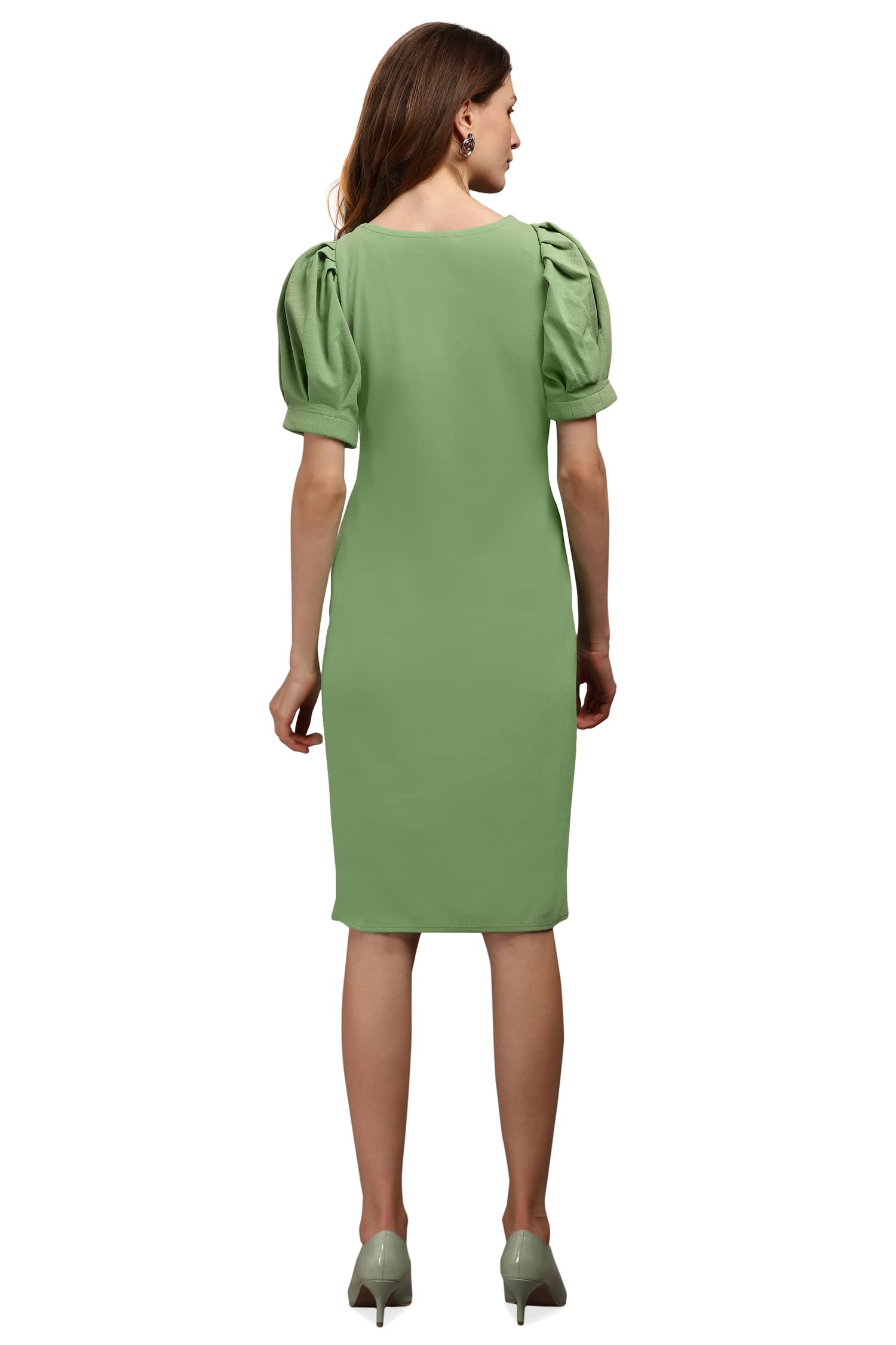 Purvaja Womens Bodycon Knee Length Dress (Ruby-566-Parrot_Parrot_Medium)