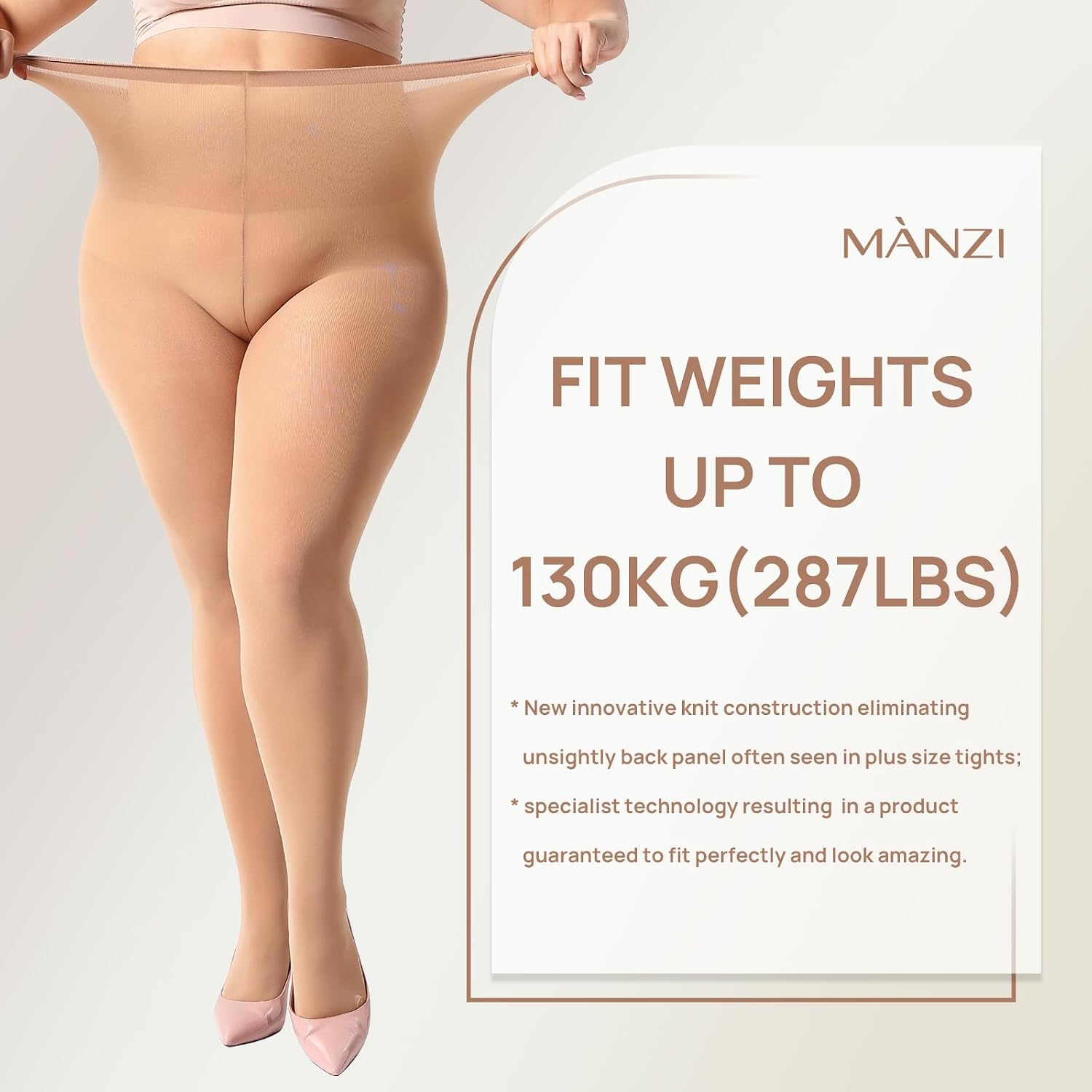 MANZI Plus Size Tights for Women Curves Women's Opaque Pantyhose 70 Denier