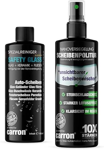 carron Nanoversiegelung Auto Frontscheibe polieren Scheibenversiegelung für Lotuseffekt + Steinschlagschutz wie unsichtbarer Scheibenwischer Abperleffekt (US-Patent)