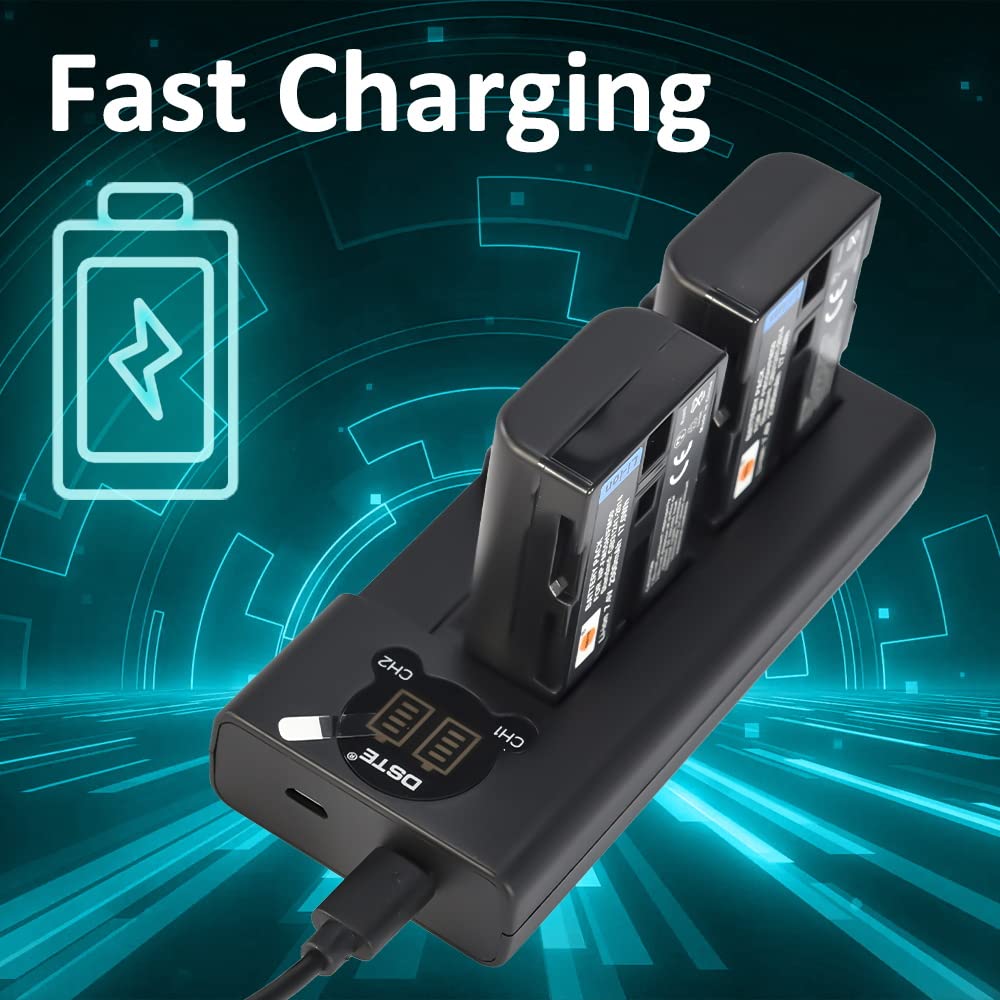 Batteria Ricaricabile DSTE NP-FM50 E Caricatore USB Per Sony - Confezione Da 2, 2300mAh, Display LED - Foto 3