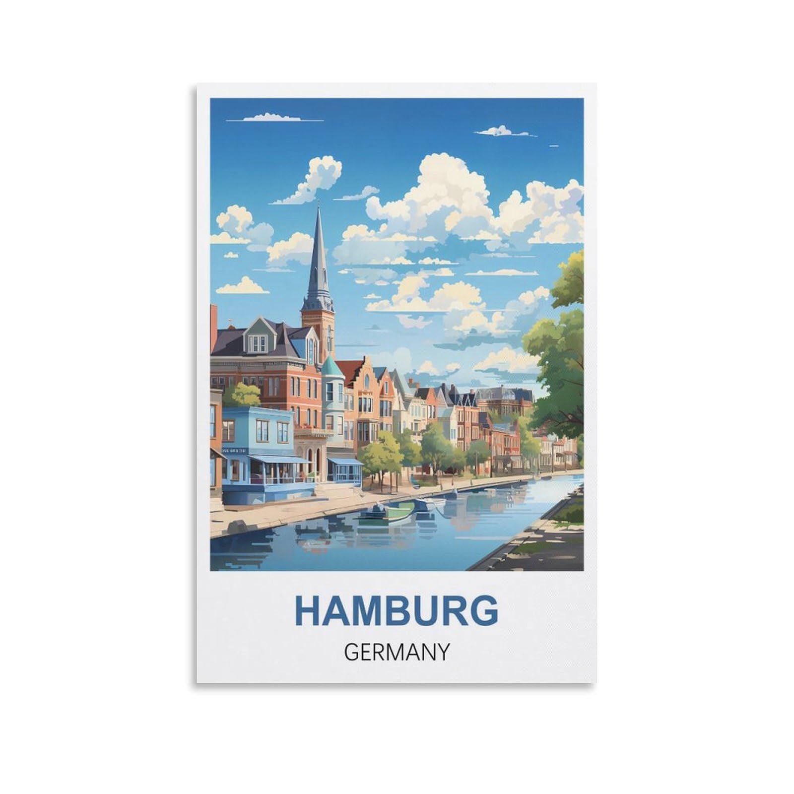 Whcheeh Unframe-Style Hamburg Germany Vintage Travel Posters 20X30inch(50X75cm) Canvas Art Print Wall Art Decor Picture
