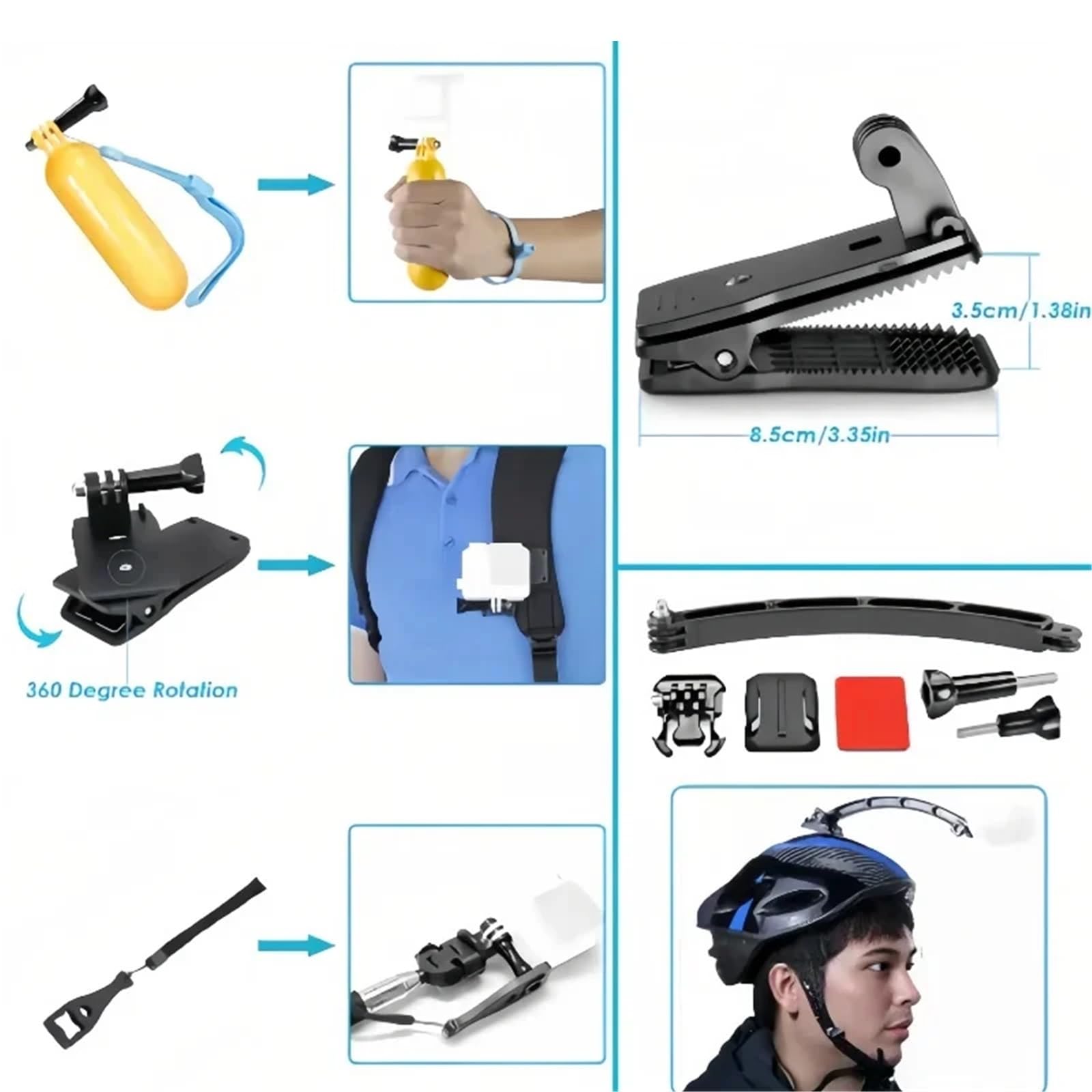 Compatible con GoPro e Insta360. Kit de Accesorios for cámaras de acción 50 en 1 for múltiples Modelos.