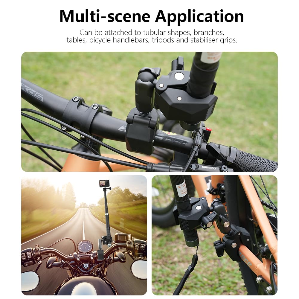 Uchwyt zaciskowy do roweru motocyklowego (2-pak) do Insta360 X5 X4, uchwyt na drążek do selfie do GoPro DJI Osmo Action Pocket 3 Osmo 360 Nano, kierownica rowerowa, szyna siodełka, przedłużenie rury