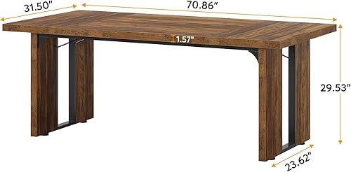 Miniatura 2 de Tribesigns 71" Large Dining Table for 6 to 8 People, Rustic Farmhouse Style Dinner Table, Rectangular Dining Table for Kitchen, Dining Room & Living