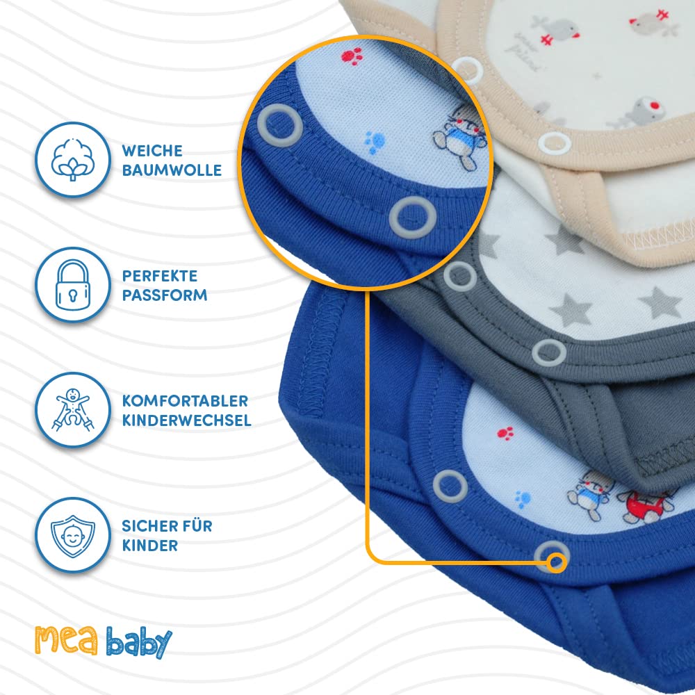 Body unisex de manga larga para bebé de Mea Baby, 100 % algodón, en paquete de 5 unidades, con estampado, body de manga larga para bebé