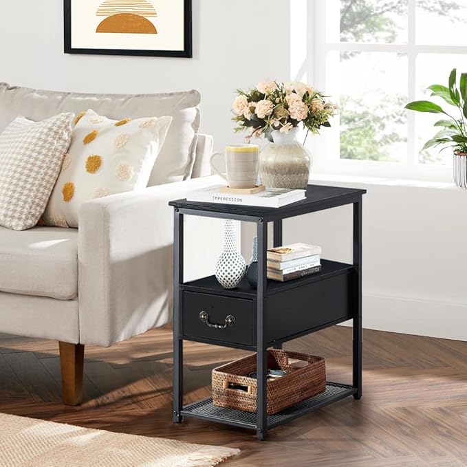 Amazon｜VECELO Tall End Side Table living Room, Modern Narrow Nightstand