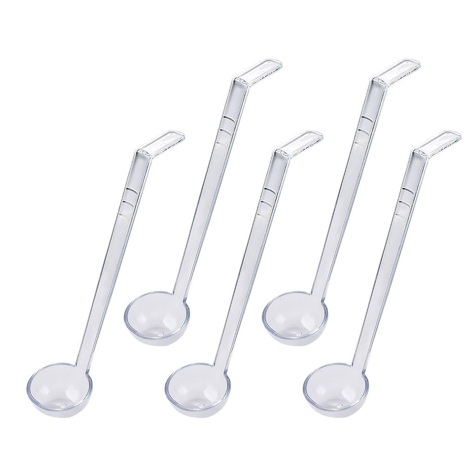 Buxuaaaa 5Piece Practical Clear Soup Spoons with 20cm Handle Ideal for Banquets Cocktails Serving and Kitchen Use Party Catering Utensils