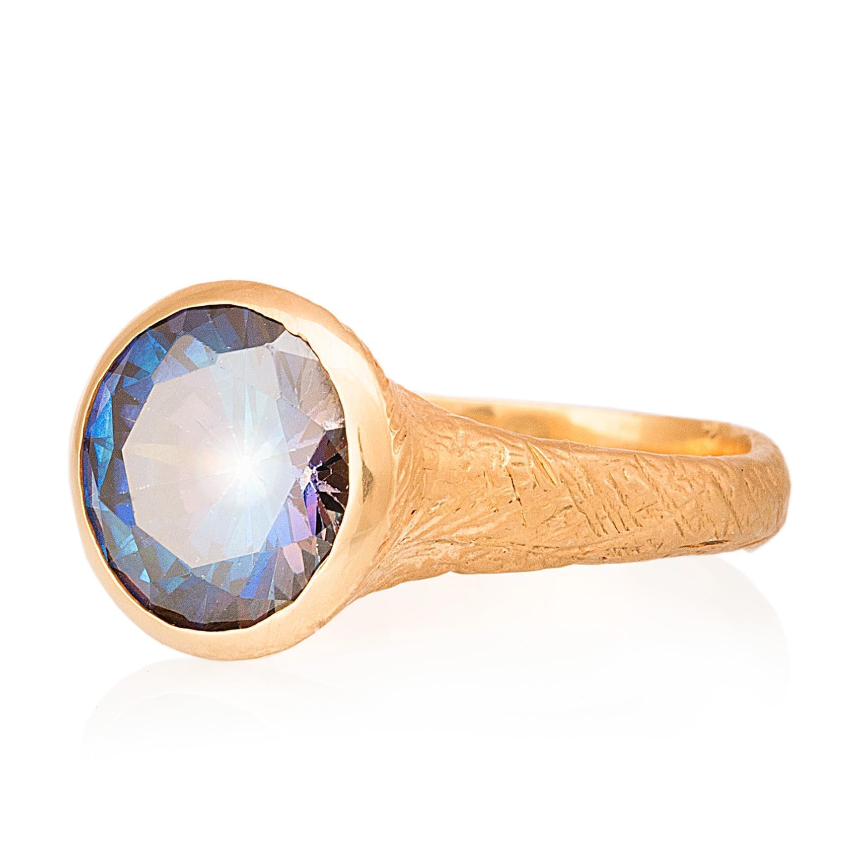 Anillo de topacio místico chapado en oro, anillo de topacio místico multicolor en forma de pera de plata, anillo de plata con piedra de topacio místico, anillo de topacio místico auténtico.