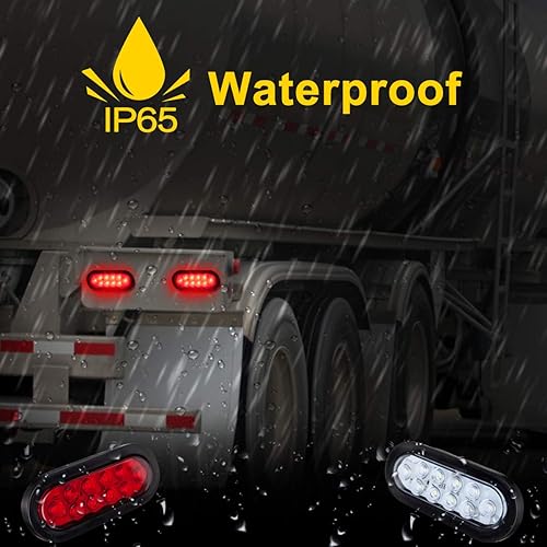 Miniatura 2 de LIMICAR 4 luces traseras ovaladas rojas y 2 blancas, kit de luces planas de 6 pulgadas, luces traseras LED para camiones, luces traseras de remolque