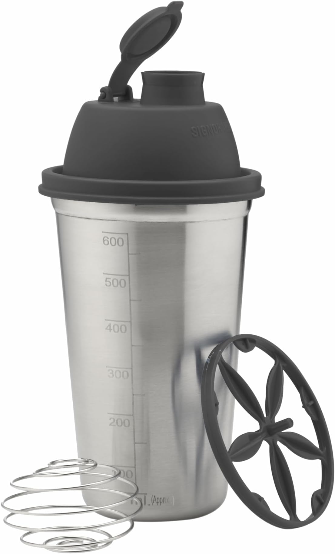 SignoraWare Shake N Shake Stainless Steel Shaker | Leakproof | Measurement marking| Perfect for fitness Enthusiast & Athletes | Ideal for mixing protein shakes & Pre-workout formula (650ml | Black)