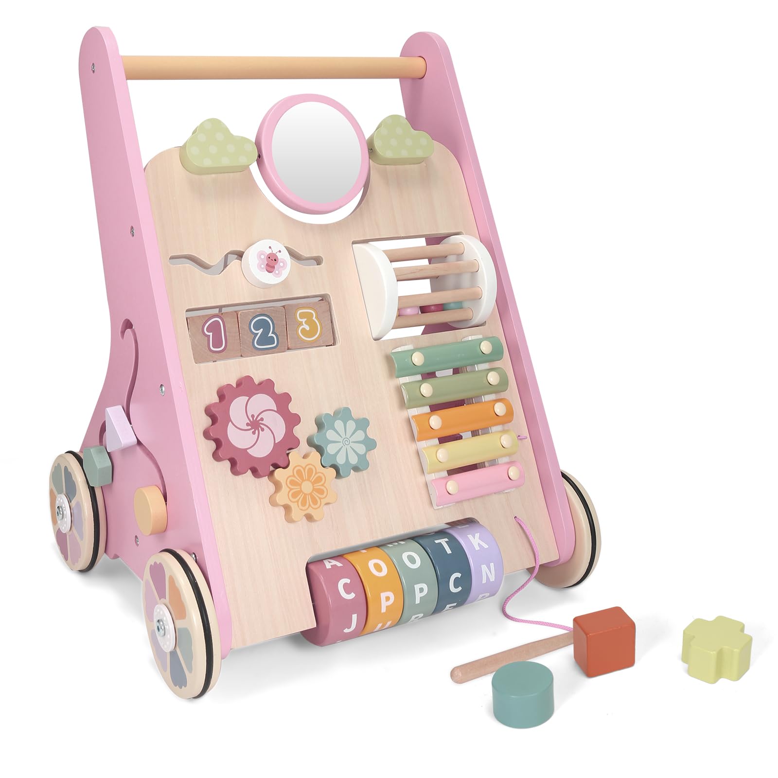 Tiny Land Wooden Baby Walker Wooden Baby Push And Pull Walker With