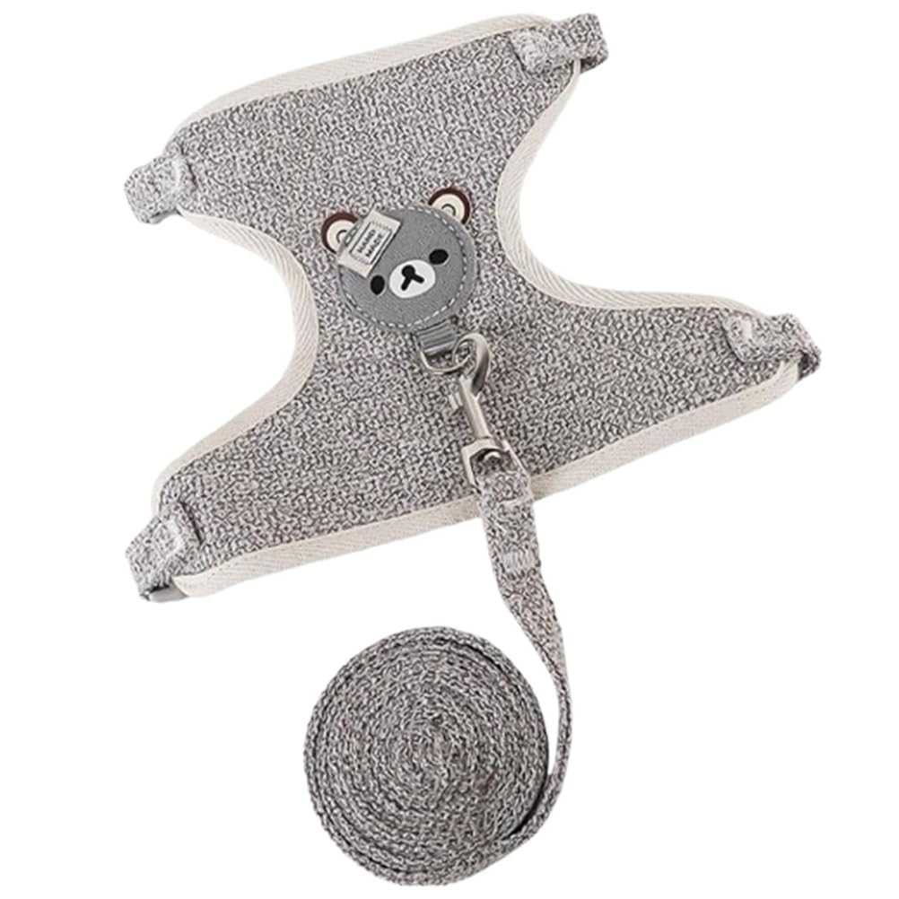 Zwergkaninchen-Harnisch, Kaninchen-Leine, Accessoires für Chihuahuas, Halsbänder & Leinen für Kleintiere, verstellbare atmungsaktive Leine (Grau)