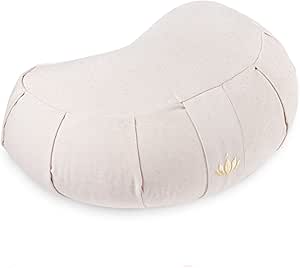 Lotuscrafts Cojin Zafu Meditación Media Luna SIDDHA - Altura 15 cm - Relleno de Espelta - Cubierta en Algodon Lavable- Cojin Suelo - Cojin Yoga Media Luna - Meditation Cushion - Certificado Gots