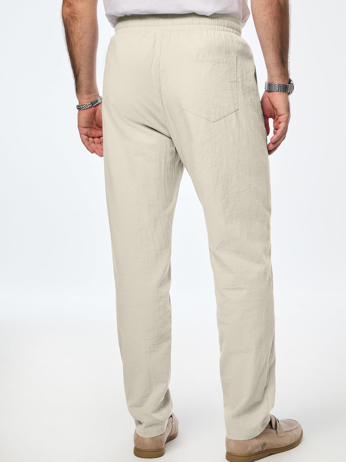 Dokotoo Men Mens Cotton Lightweight Drawstring Pants Casual Beach Pants for Vacation Daily - Image 4