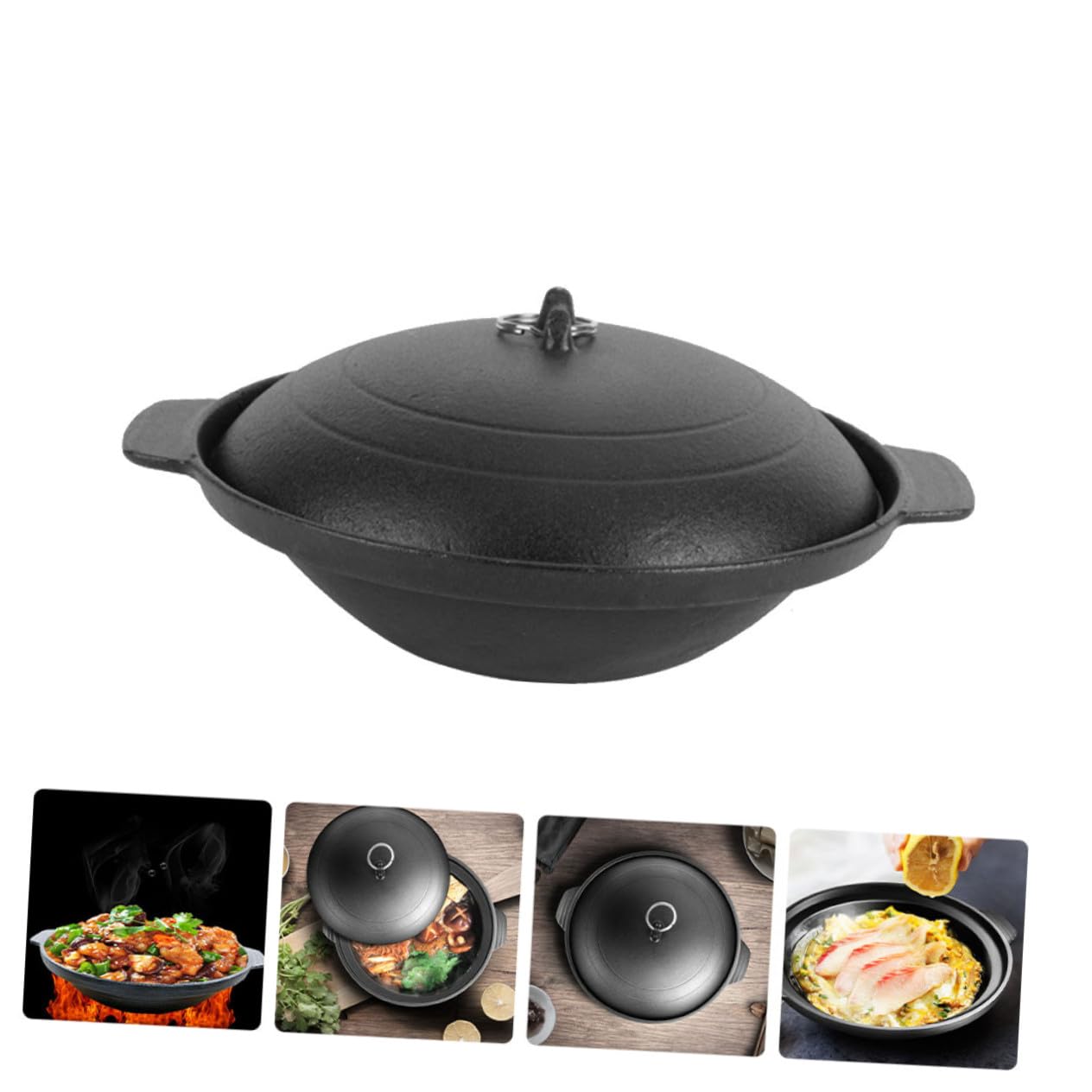 ERINGOGO Gusseisen Schmortopf Gelb Kreativer Claypot Topf für Huhn Reis Kochen Ergonomisch Wärmespeichernd Küchenhelfer Geschenkidee