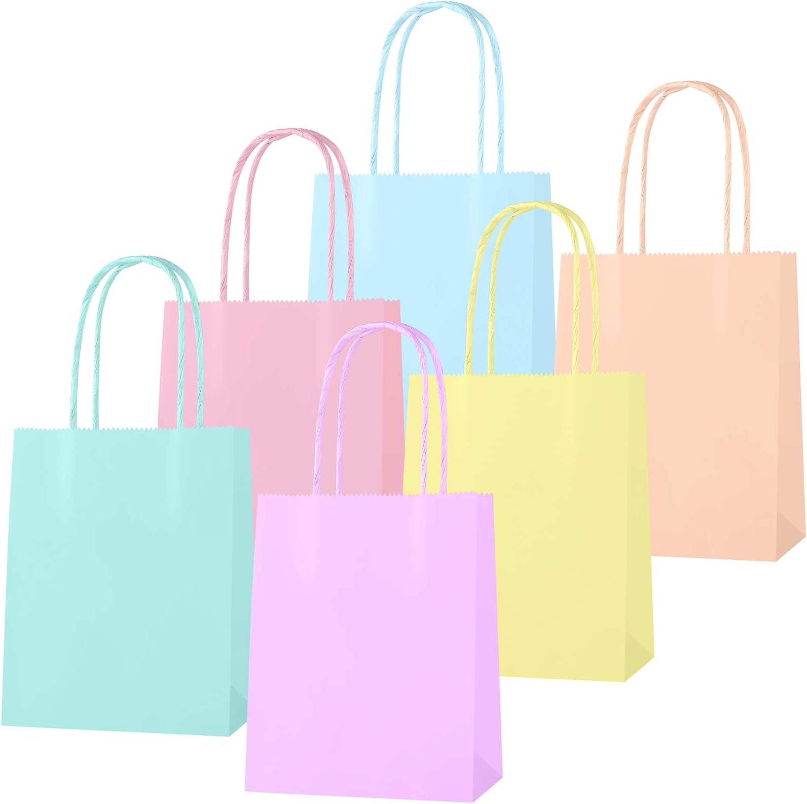 Cooraby 12 Pieces Paper Bags Party Treat Kraft Bag Sweet Candy Gift Bags Party Favor Bags with Handles for Celebrations