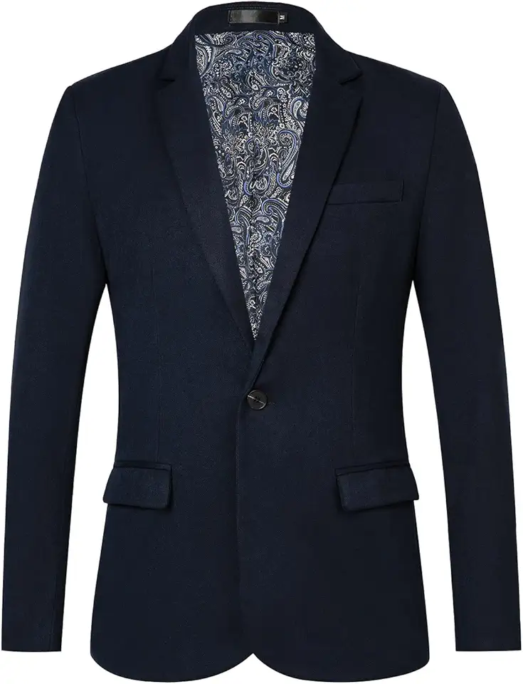 Blazer masculino slim fit tweed blazers para homens um botão cor sólida blazer terno para negócios casual