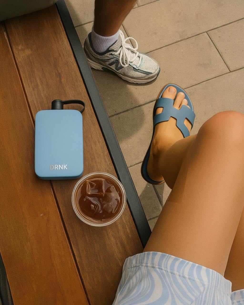 DRNK Steel | Flat Water Bottle as Seen on Shark Tank | Workplace Hydration, Travel, Hiking, and Gym | Leak Proof | Non-Toxic | BPA-Free | 17oz (500ml) [Azure]