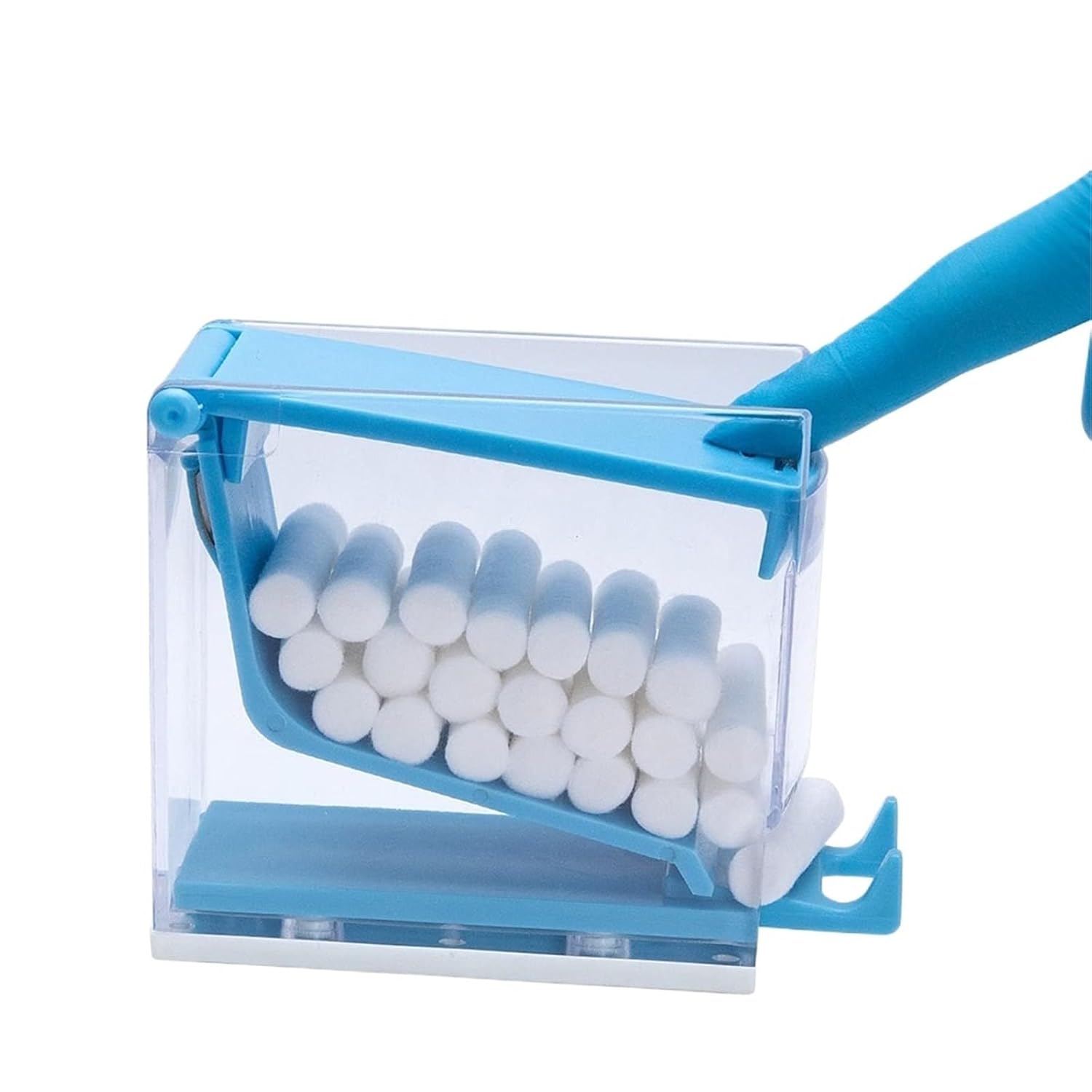 Cotton Roll Dispenser Hygienic Divider Dental Cotton Roll Dispenser Organizer Holder Press Type with Nonslip Base Dentistry Swabs Storage Box Dentist Lab Tool(Green)