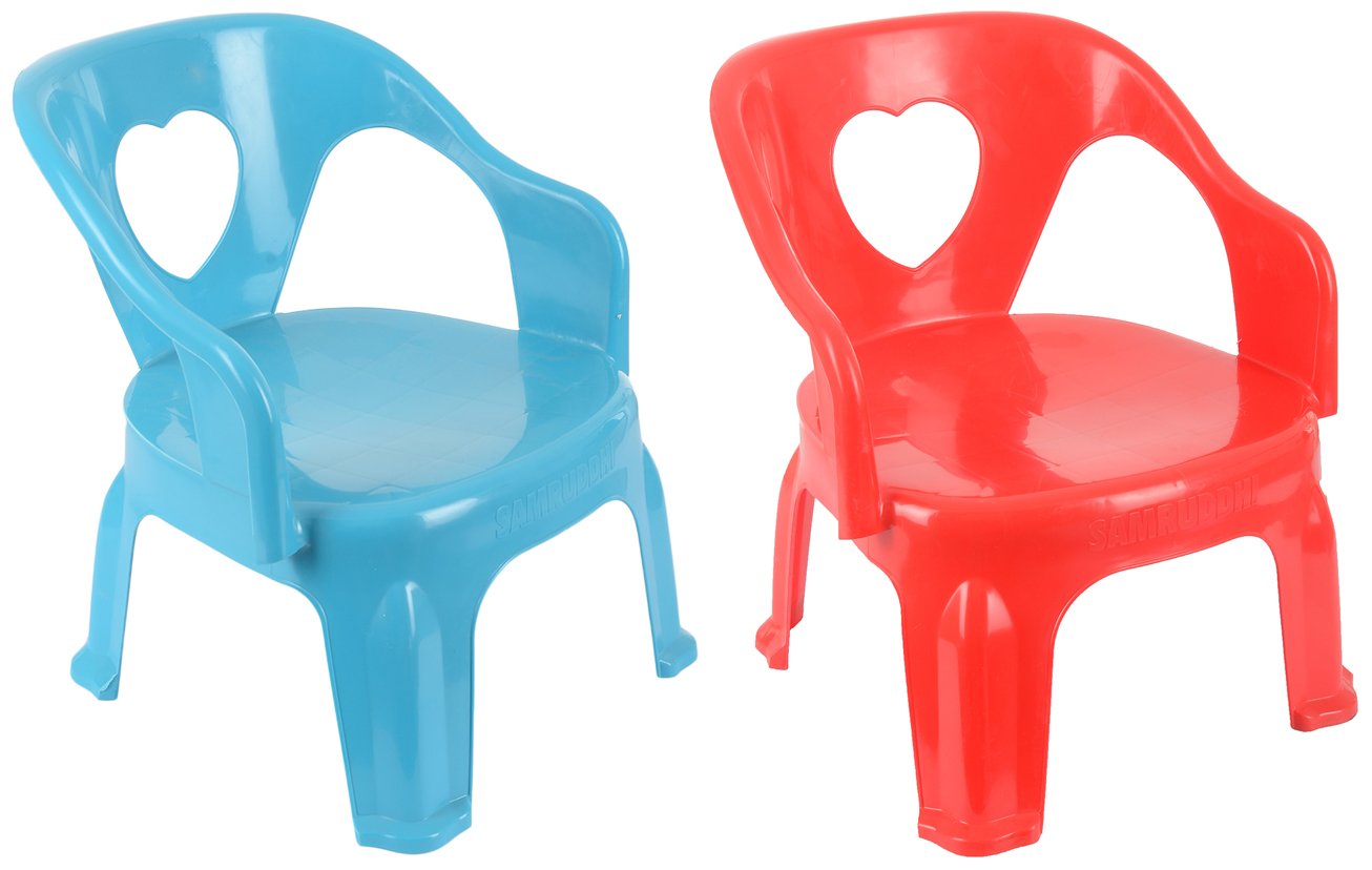 Samruddhi Chintu Plastic Bluish Kids Chair Combo, Green & Red, Pack of