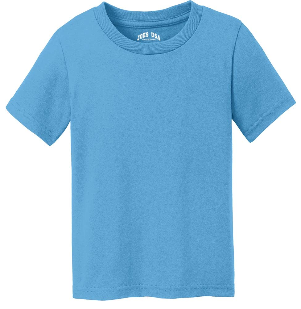 Joe's USA Toddler Tees Soft and Cozy Cotton T-Shirt Size-3T,Aquatic Blue