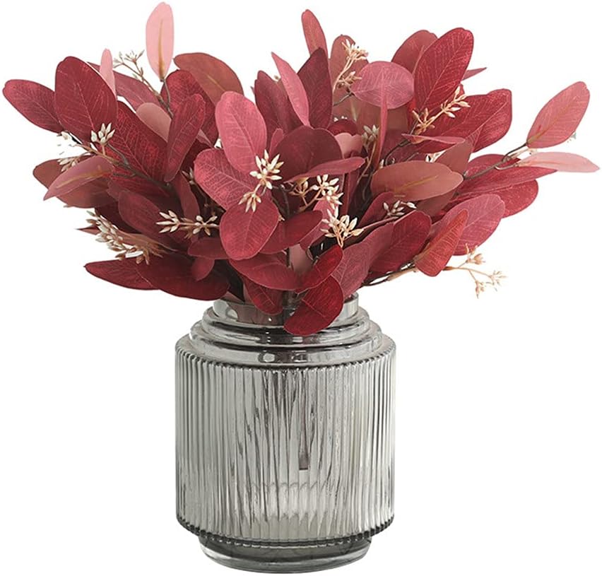 Artificial Silk Leaf Dried Eucalyptus Leaves, Durable Eucalyptus, Everlasting Flower Blossoms Pure Natural Plant Round Leaf Party Home Decoration 10pcs (Pink)