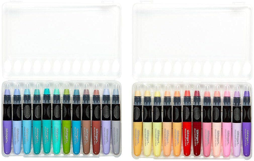 583-24 Pastel GEL STICK Set, Artist Pigment Crayons, 24 Unique Colors, Water Soluble, Creamy, and Odorless, Use on Paper, Wood, Canvas and more