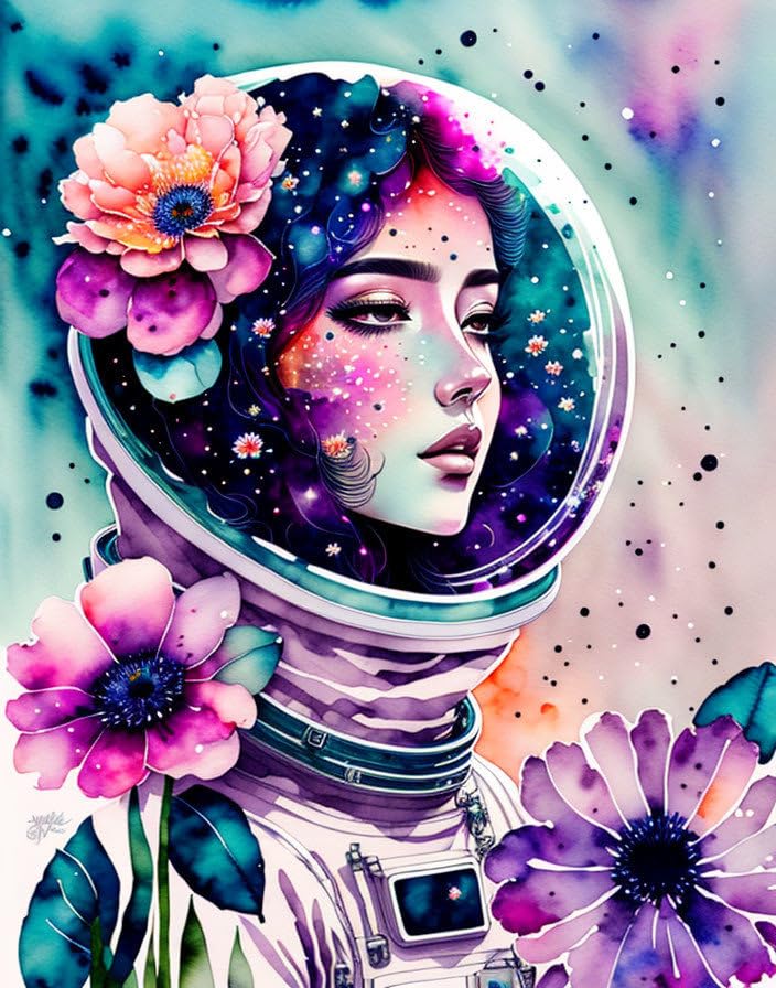 Affiches sur toile astronaute floral pour remplacer un mur blanc terne 58x90cm